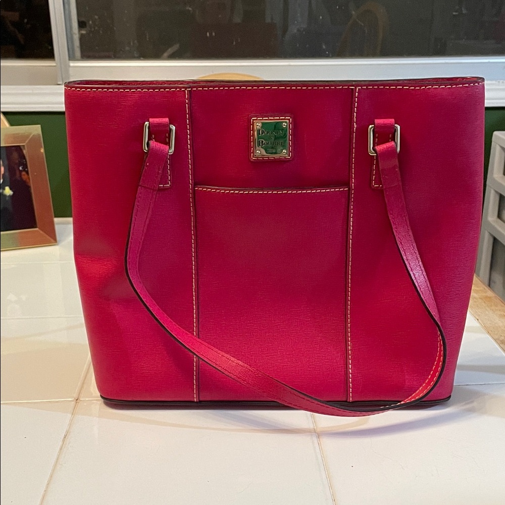 Pink Leather Tote Bag